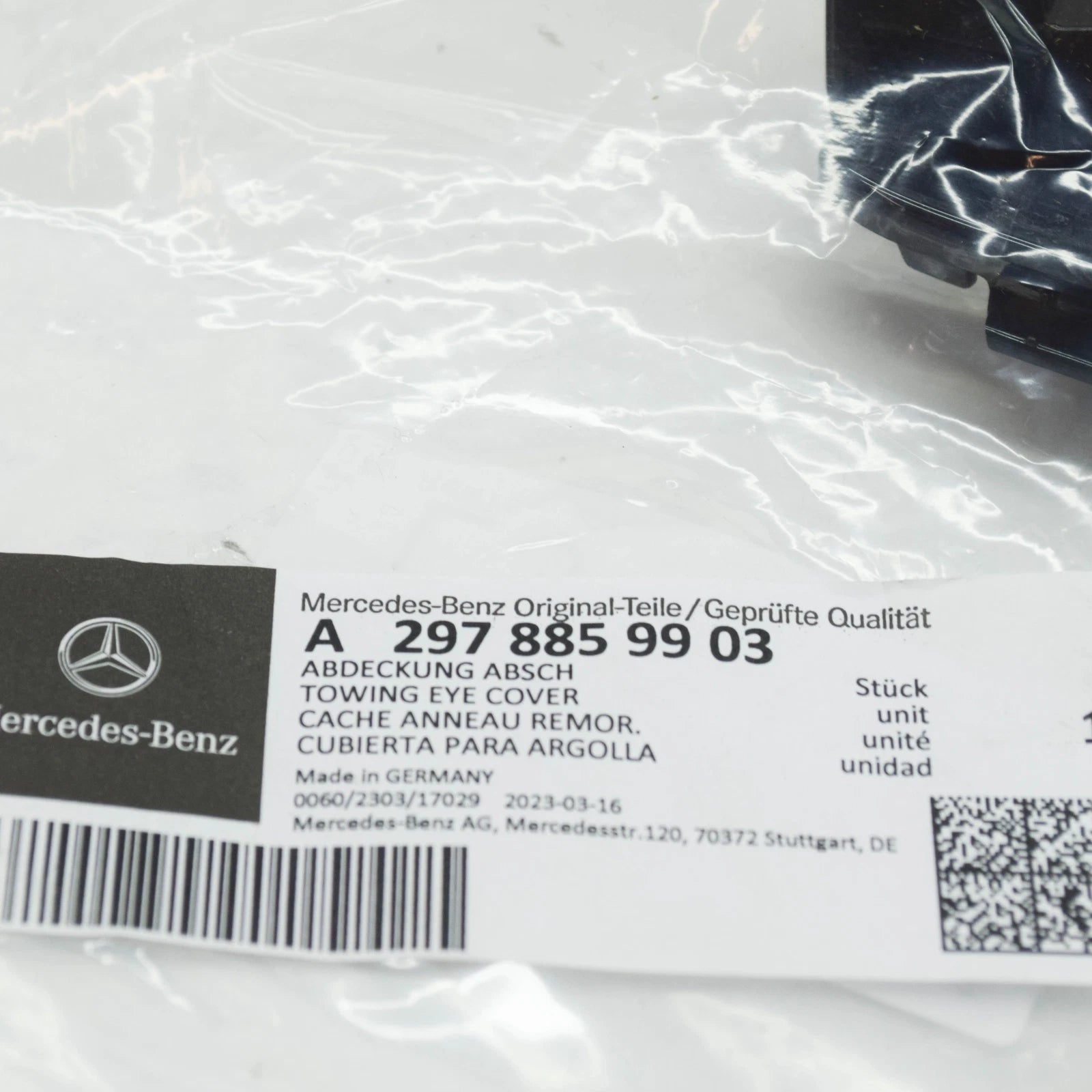 NEW MERCEDES-BENZ EQS V297 FRONT BUMPER TOW HOOK EYE COVER A2978859903 ORIGINAL