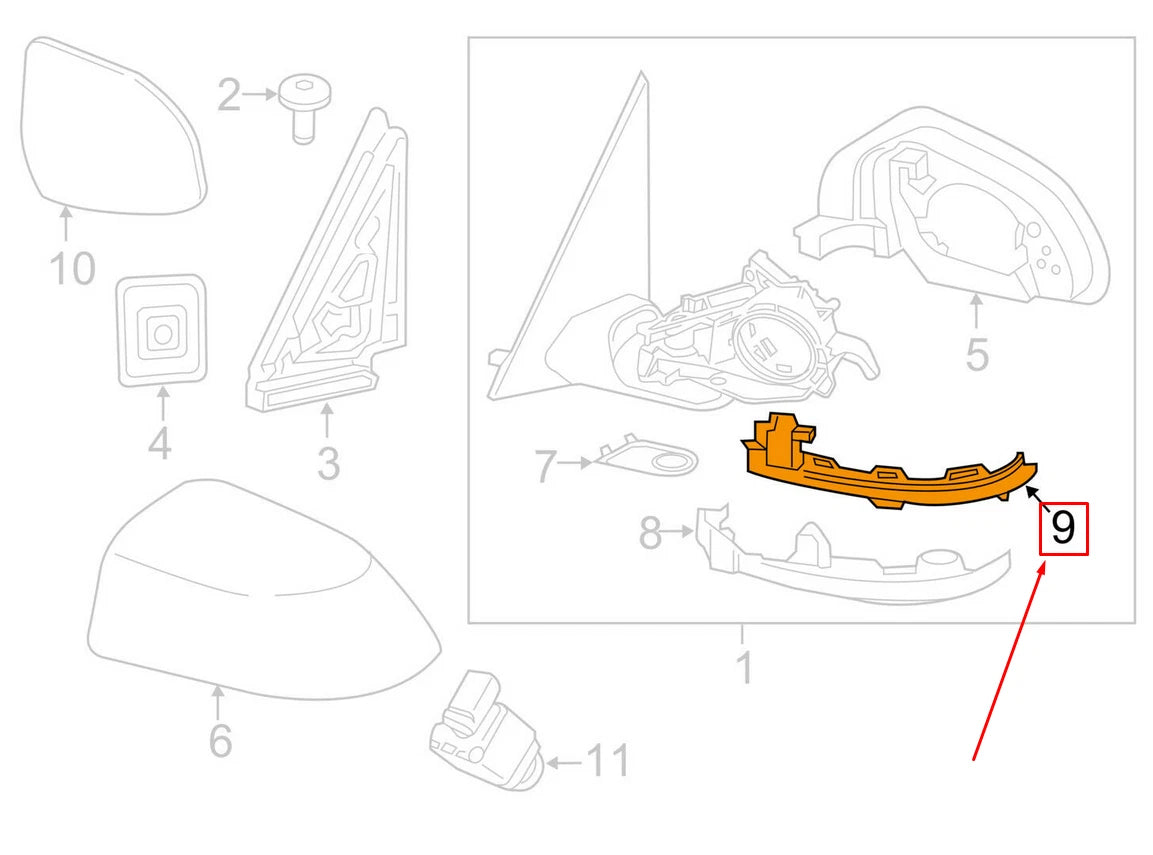 NEW BMW X3 G01 DOOR SIDE REAR VIEW MIRROR TURN SIGNAL RIGHT 63137441440 ORIGINAL