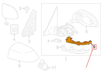 NEW BMW X3 G01 DOOR SIDE REAR VIEW MIRROR TURN SIGNAL RIGHT 63137441440 ORIGINAL