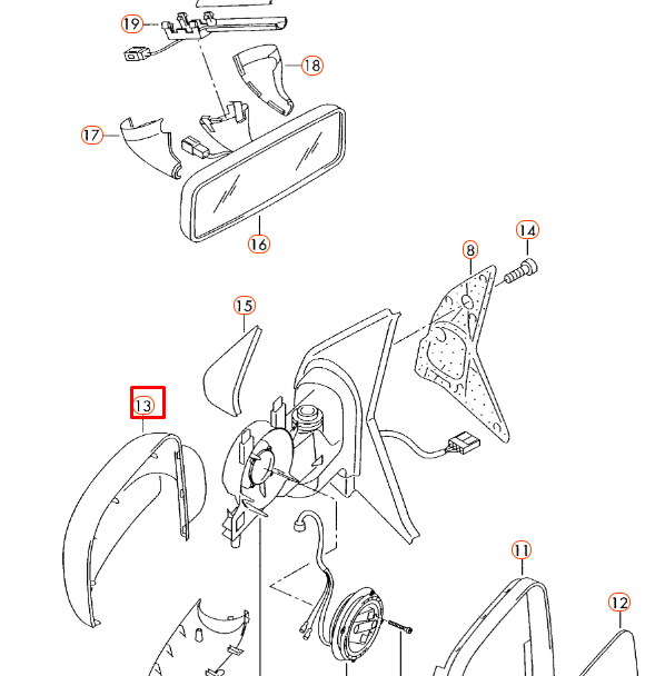 NEW VW CADDY 2K FRONT RIGHT DOOR MIRROR CAP COVER RHD 7E28575289B9 ORIGINAL