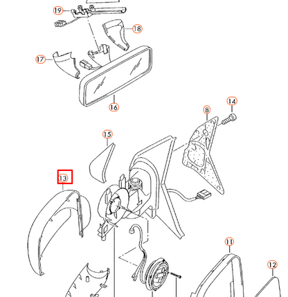 NEW VW CADDY 2K FRONT RIGHT DOOR MIRROR CAP COVER RHD 7E28575289B9 ORIGINAL