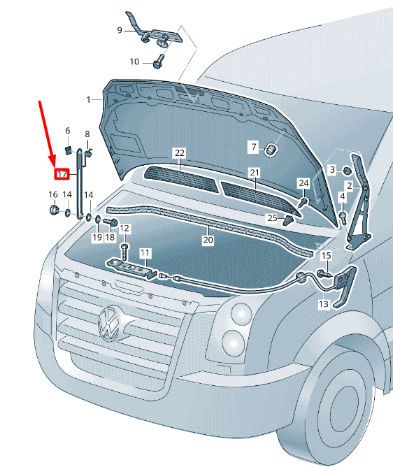 NEW VOLKSWAGEN CRAFTER 2F MK1 BONNET FLAP SUPPORT 2E0823193D ORIGINAL