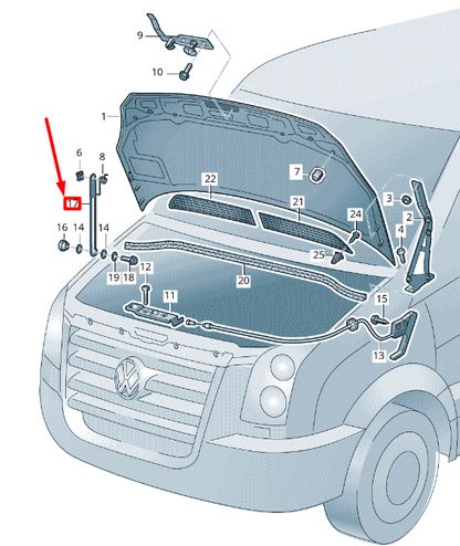 NEW VOLKSWAGEN CRAFTER 2F MK1 BONNET FLAP SUPPORT 2E0823193D ORIGINAL