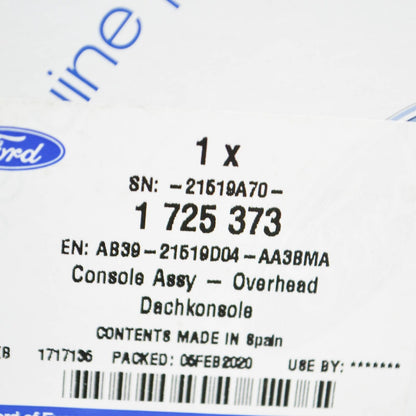 Genuine Ford Ranger T6 Overhead Console Cover 1725373 Ab39-21519D04-Aa3Bma Original