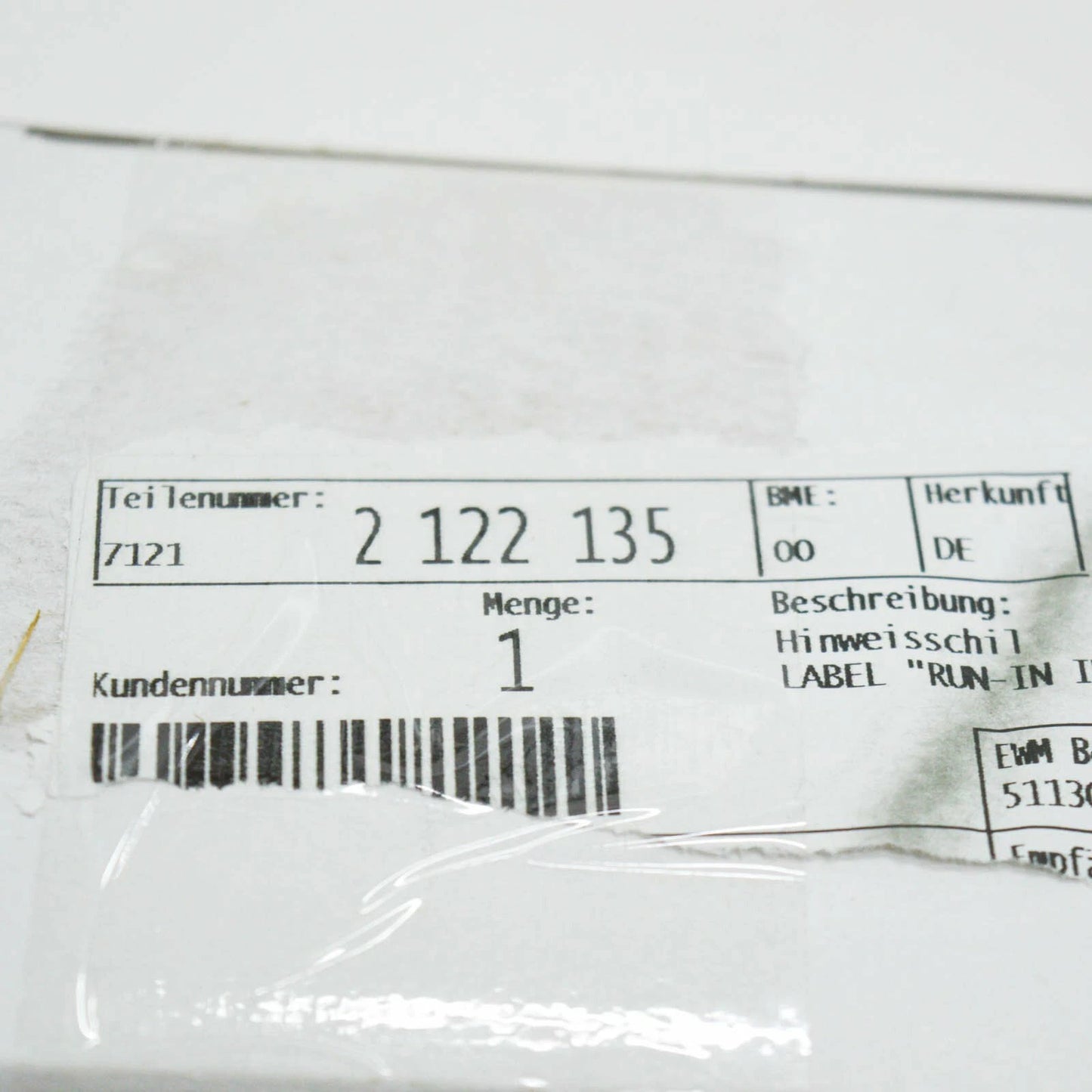 NEW BMW E39 E46 E60 E61N RUN IN INSTRUCTION BADGE EMBLEM 2122135 71212122135