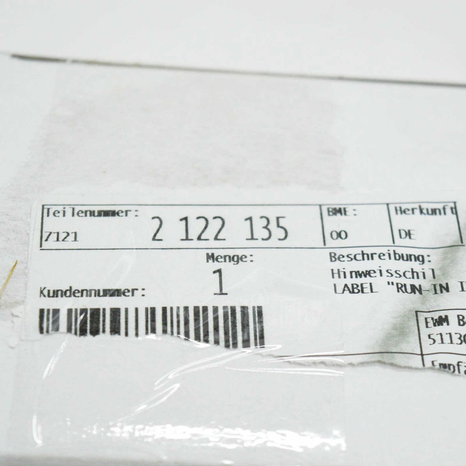 NEW BMW E39 E46 E60 E61N RUN IN INSTRUCTION BADGE EMBLEM 2122135 71212122135