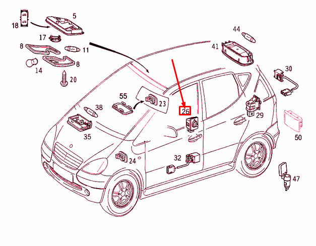 NEW MERCEDES-BENZ A W168 INTERIOR DOOR SWITCH A1688201910 ORIGINAL