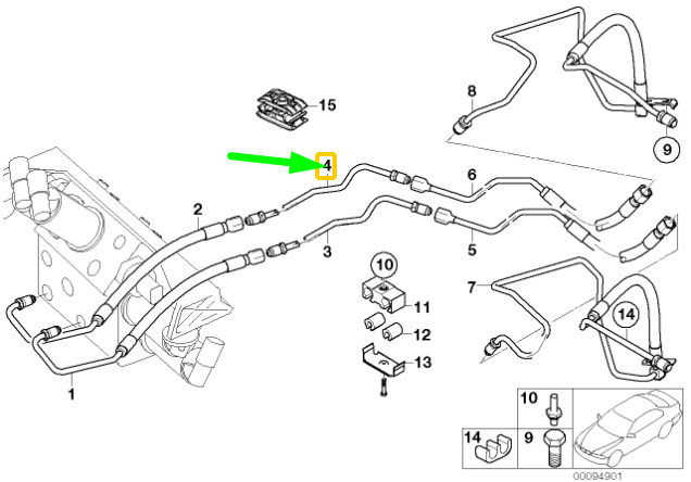 new bmw 7 e65 rear add-on parts/dynamic drive pressure hose 37106780557 original