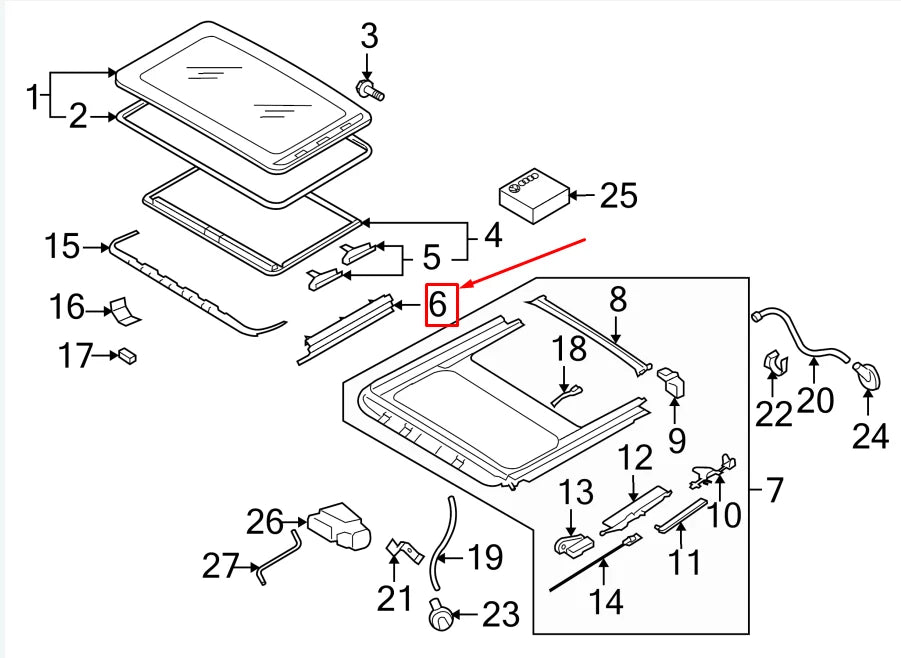 NEW VW GOLF VI 5K MK6 LEFT SUNROOF BOOT 8D0877781B01C