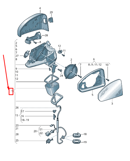 new audi a4 avant b9 front right side wing mirror rhd 8w2857410g9b9 original