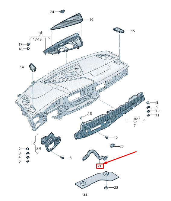 new audi tt fv cabin air temperature sensor air hose 8w0816311 original