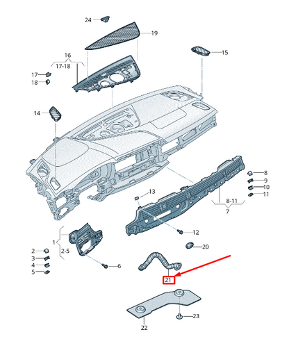 new audi tt fv cabin air temperature sensor air hose 8w0816311 original