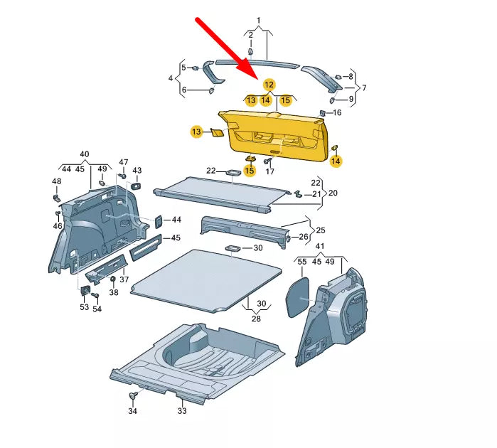 NEW VOLKSWAGEN GOLF MK8 REAR LID LOWER TRIM PANEL 5H98676014PK