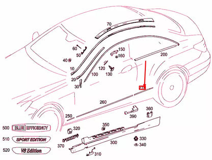 NEW MERCEDES-BENZ E COUPE C207 REAR LEFT FENDER STRIP A2076980162 ORIGINAL