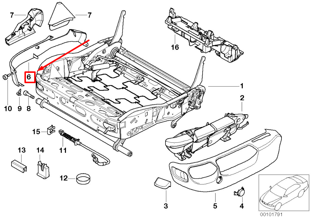new bmw 5 e39 front rightg seat frame inner cover 8175862 52108175862 original