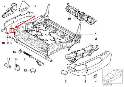 new bmw 5 e39 front rightg seat frame inner cover 8175862 52108175862 original