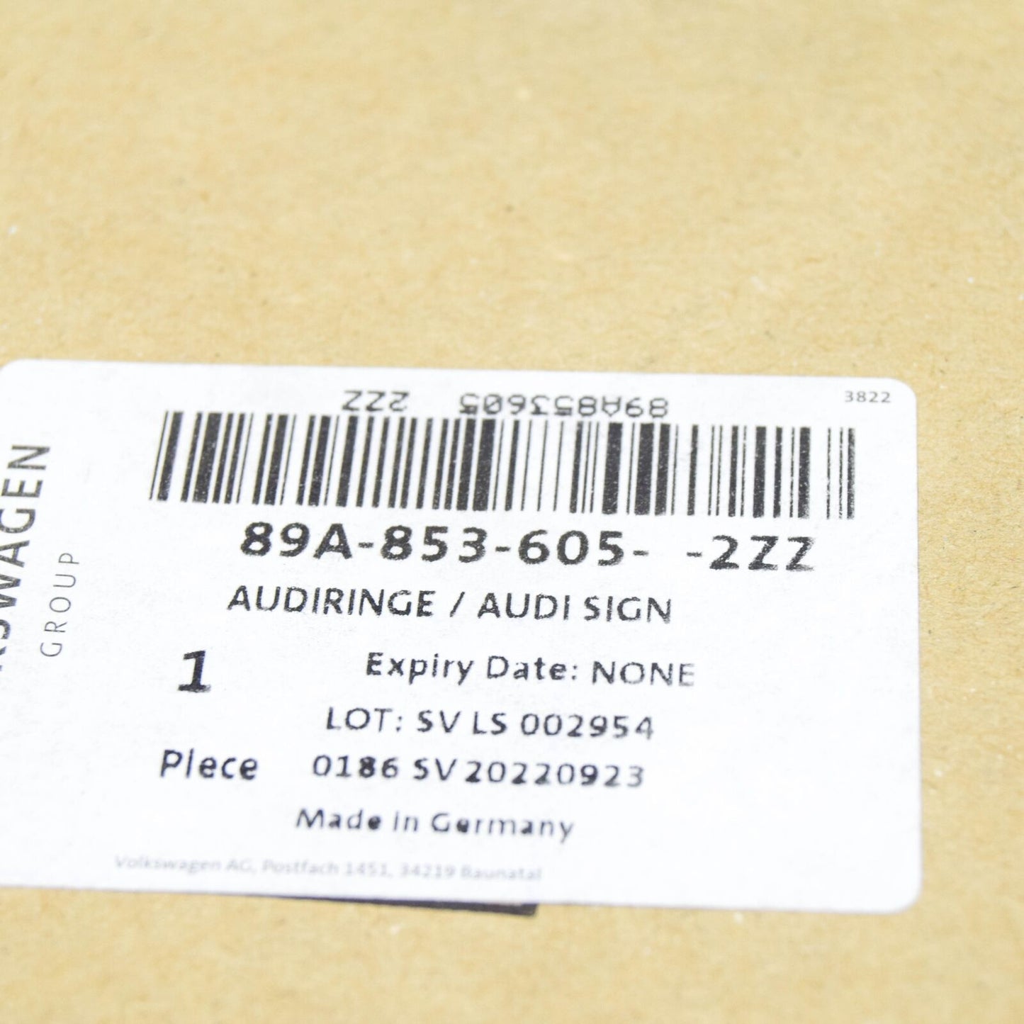 NEW AUDI Q4 E-TRON FRONT BUMPER RADIATOR GRILLE BADGE 89A8536052ZZ ORIGINAL