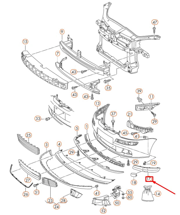 NEW VOLKSWAGEN GOLF 1K MK5 FRONT RIGHT BUMPER MOLDING TRIM 1K0807718BGRU