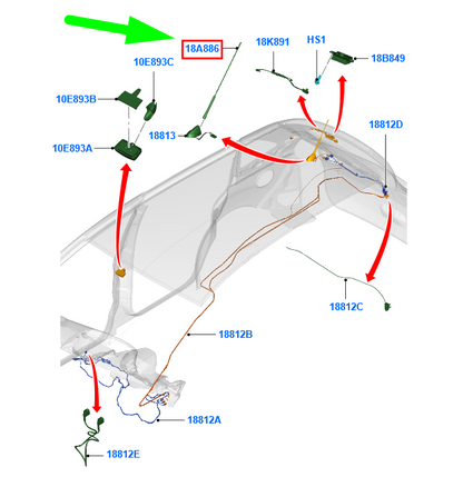 new ford c-max mk2 aerial rod assy 1885687 am5t-18a886-ab original