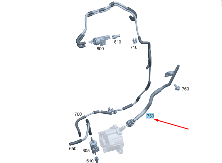 new mercedes-benz b w246 vacuum pump line a6512300656 original