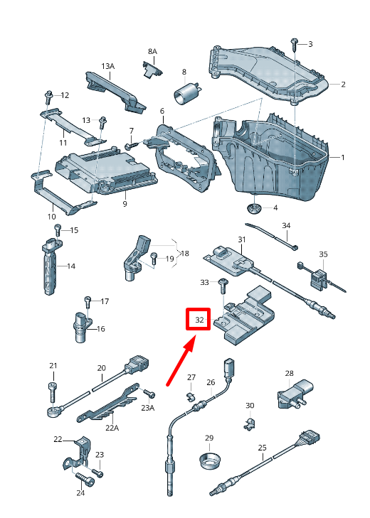 new audi a4 8k2,b8 oxygen sensor module retaining bracket 8k0907297b original