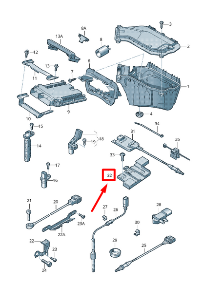 new audi a4 8k2,b8 oxygen sensor module retaining bracket 8k0907297b original