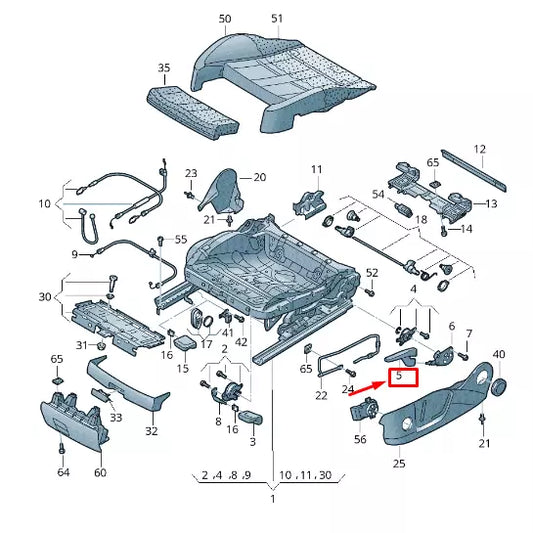 NEW AUDI RS3 FRONT LEFT SEAT HEIGHT ADJUSTMENT HANDLE 8T0881253EP5