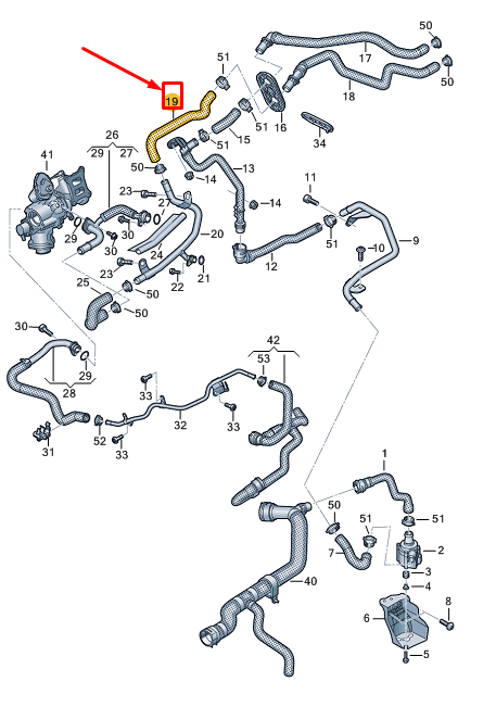 new audi a8 d5 engine heating hose 4n0819337ap original