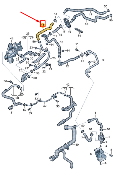 new audi a8 d5 engine heating hose 4n0819337ap original