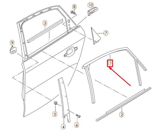 NEW AUDI A4 B8 REAR LEFT DOOR WINDOW GUIDE CHANNEL 8K5839439G