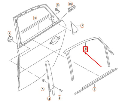 NEW AUDI A4 B8 REAR LEFT DOOR WINDOW GUIDE CHANNEL 8K5839439G