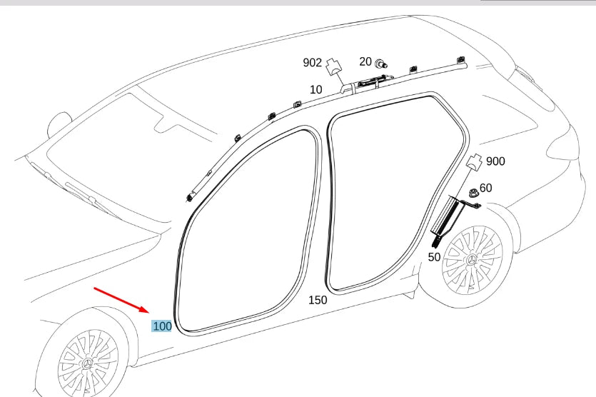 NEW MERCEDES-BENZ C W205 FRONT DOOR SEAL EDGE GUARD A20569700519G44 ORIGINAL
