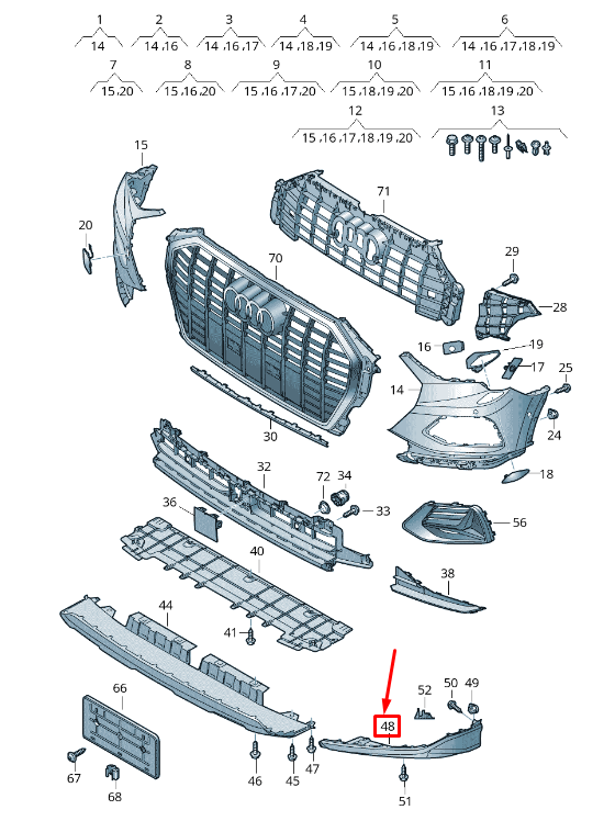 NEW AUDI Q3 F3 FRONT RIGHT BUMPER SPOILER 83A807548 GRU 83A807548GRU ORIGINAL