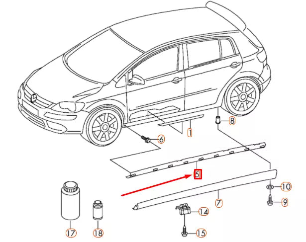 NEW VW GOLF MK6 RIGHT SIDE SILL PANEL RETAINING STRIP 1K0853544B ORIGINAL