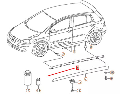 NEW VW GOLF MK6 RIGHT SIDE SILL PANEL RETAINING STRIP 1K0853544B ORIGINAL