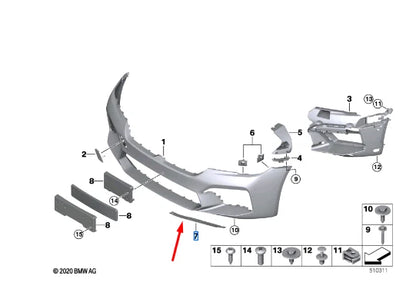 NEW BMW M5 F90 FRONT BUMPER RIGHT PRESSURE LIP 51118084176 ORIGINAL