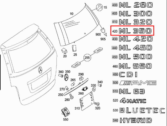 new mb m w164 rear tailgate trunk lid emblem badge a1648171215 original