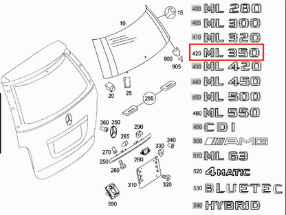 new mb m w164 rear tailgate trunk lid emblem badge a1648171215 original