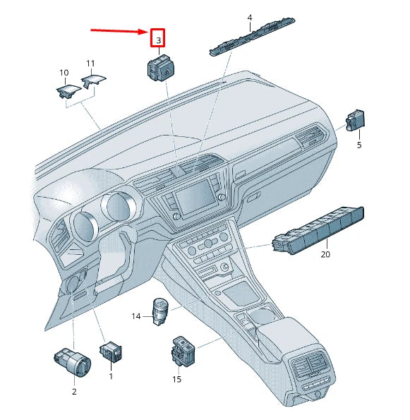 NEW VW TOURAN 5T HAZARD BUTTON RHD 5TC953509DYM