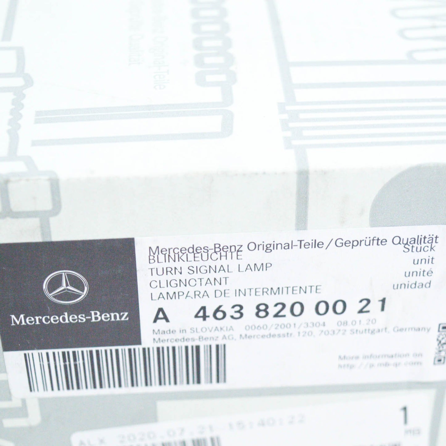 NEW MB G-CLASS W463 FRONT WING TURN SIGNAL LAMP A4638200021 ORIGINAL