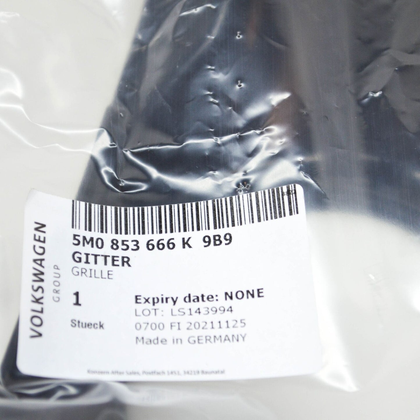 NEW VOLKSWAGEN GOLF PLUS FOG LIGHT GRILL FRONT RIGHT 5M0853666K9B9 2014 ORIGINAL