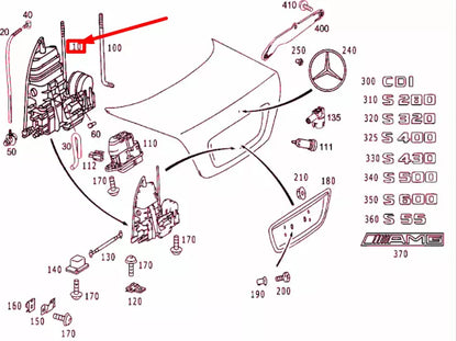 NEW MB S W220 TRUNK LID ADDITIONAL LOCKING MECHANISM A2207500684 ORIGINAL