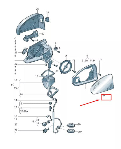 NEW AUDI A4 AVANT B9 FRONT RIGHT DOOR MIRROR GLASS 8W0857536E