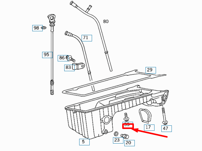 new mb ml w163 oil pan to cylinder crankcase screw a0029908522 original