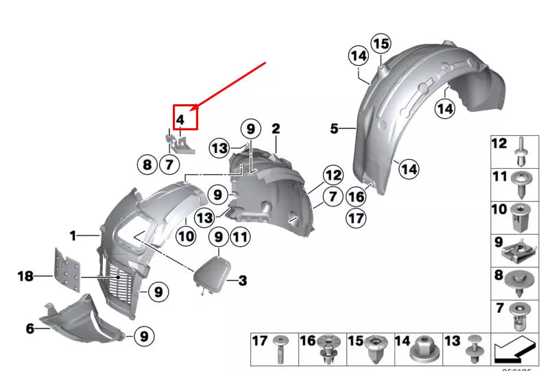 NEW BMW 5 GRAN TURISMO F07 RIGHT WHEELHOUSE SUPPORT 51717203490 7203490 ORIGINAL