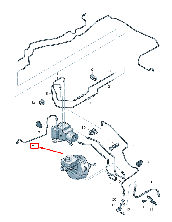 new audi a8 4h brake pipe from hydraulics to brake hose rhd 4h2614724e original