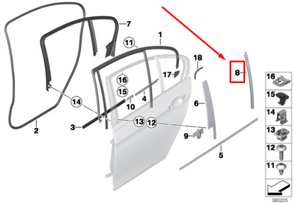 new bmw 3 f31 rear right window guide web cover 7263386 51357263386 original