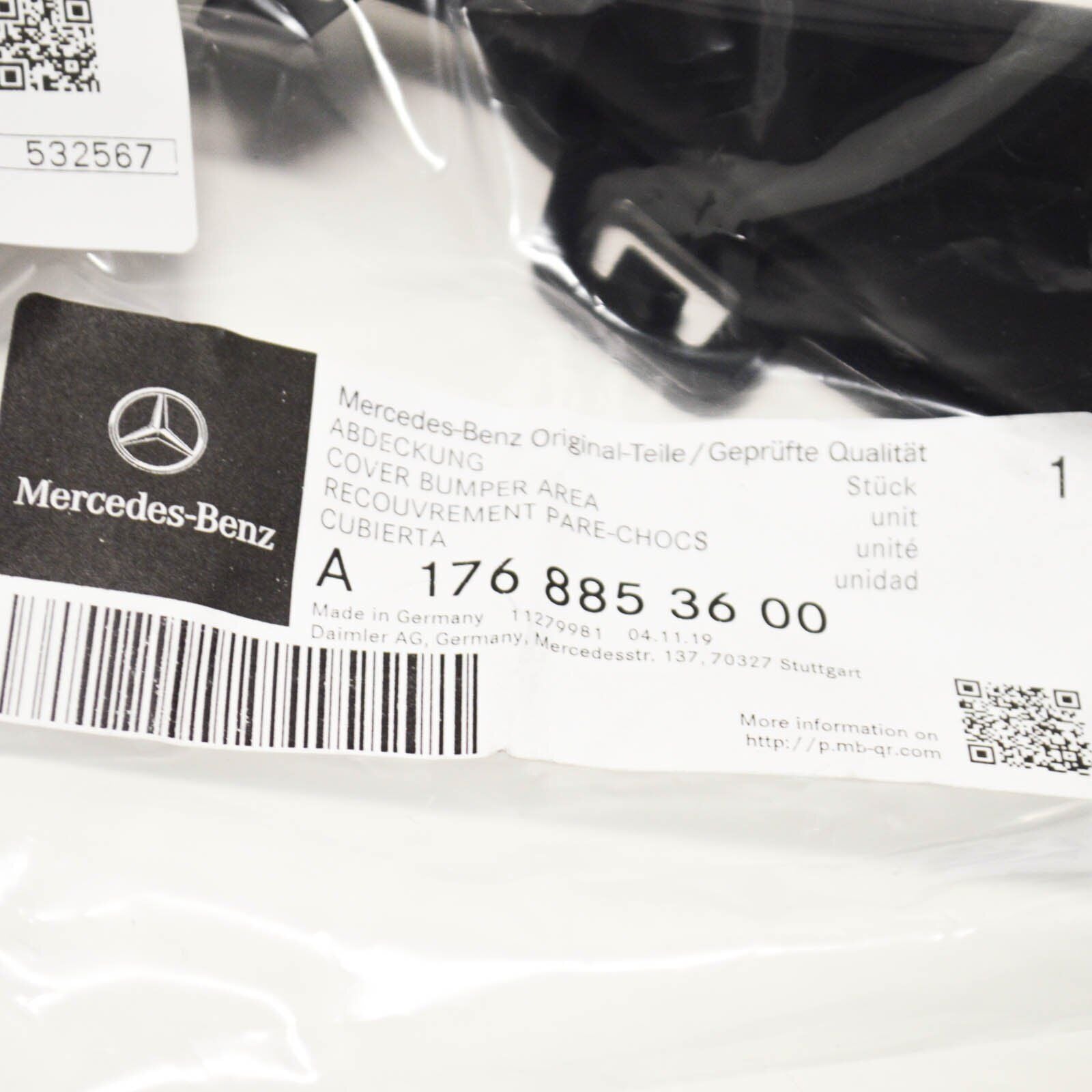 NEW MERCEDES-BENZ A W176 FRONT BUMPER CENTER RIGHT COVER A1768853600 ORIGINAL