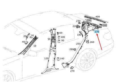 new mercedes-benz e w212 right side c-pillar trim a21269008259g26 original