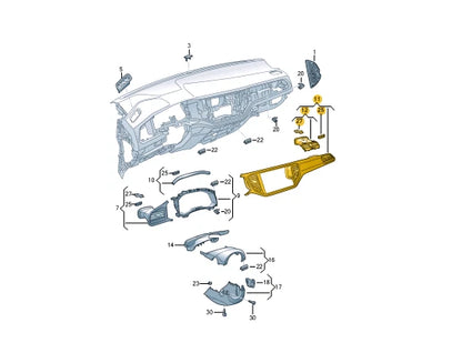 NEW VW T-ROC A11 FRONT DASH PANEL LEFT AIR CENT TRIM RHD 2GB858415CZAP ORIGINAL